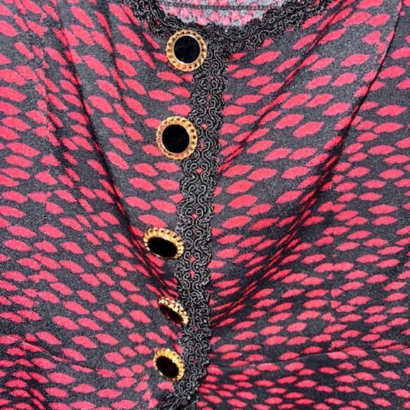Reformation Red and Black Button-Front Blouse - Picture 3 of 5